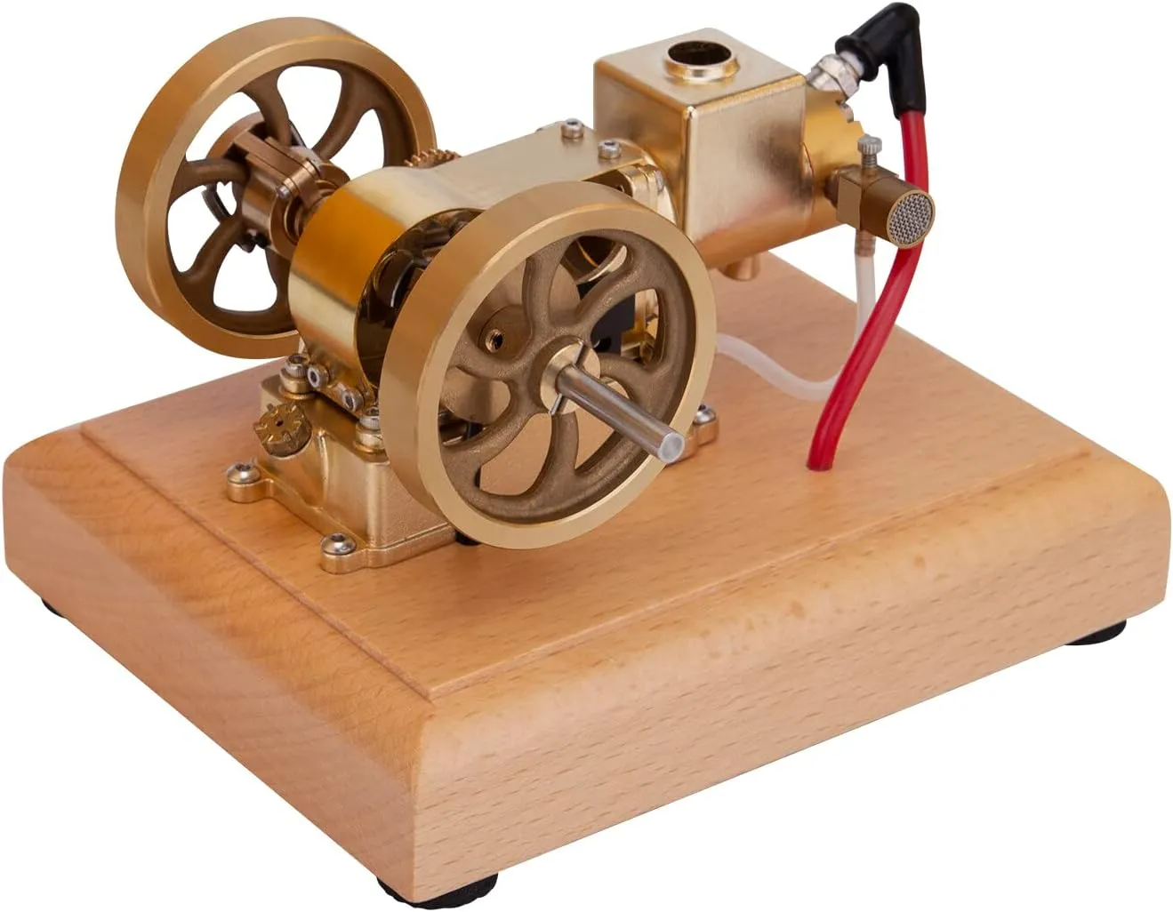Retro Steam Engine Model Kit, 1.6CC Horizontal Hit and Miss Water-Cooled Four-Stroke Gasoline Engine with Flywheel Governor for Physical Science Experiment Display & Decoration