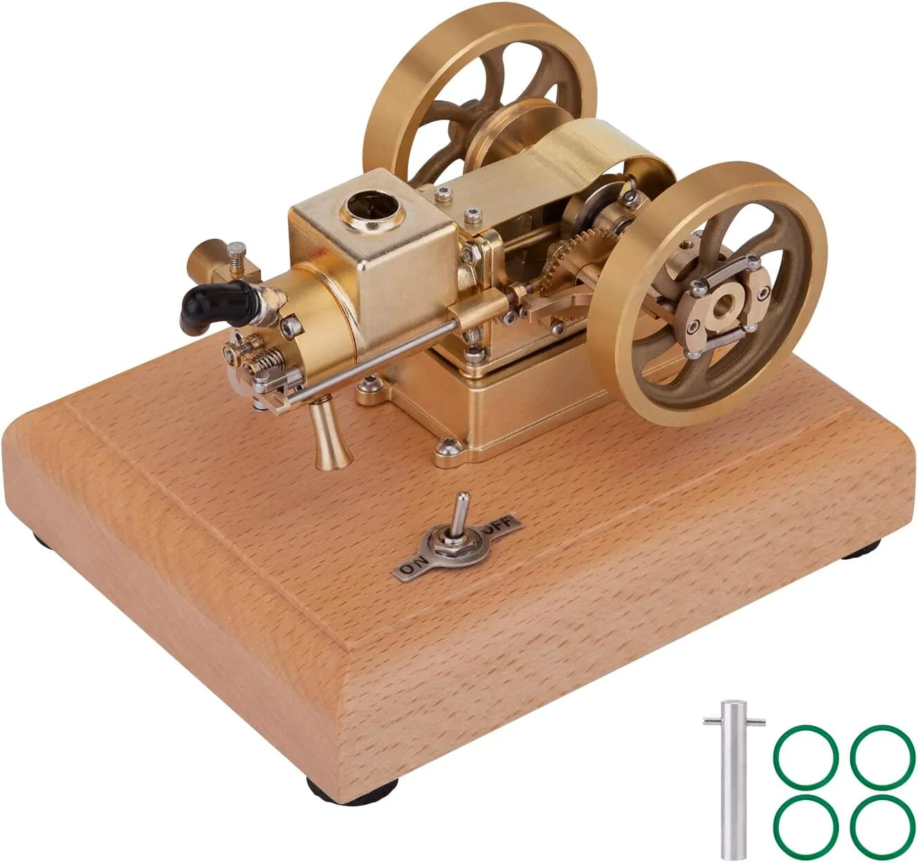 Retro Steam Engine Model Kit, 1.6CC Horizontal Hit and Miss Water-Cooled Four-Stroke Gasoline Engine with Flywheel Governor for Physical Science Experiment Display & Decoration