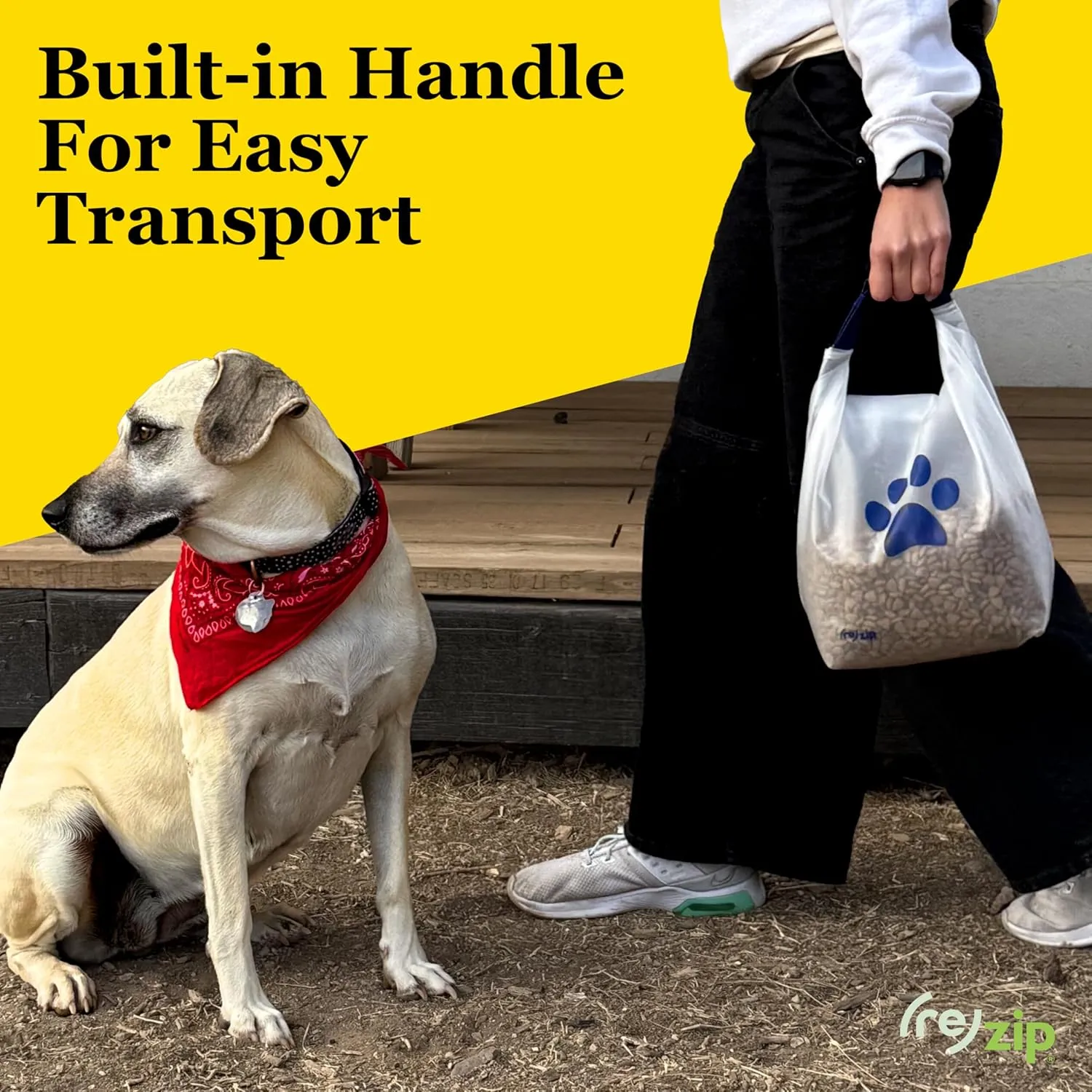 (re)zip Large Roll Top Pet Food Storage Bag 40-Cup, BPA-Free, Food-Grade, Pet-Safe, Freshness Seal for Camping, Travel & Daily Use, Machine Washable, Cobalt Blue