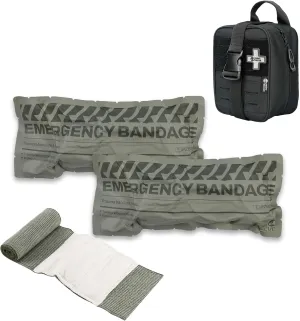 RHINO RESCUE 6" Israeli Style Emergency Bandage   IFAK Trauma Kit with C-A-T Tourniquet for Wound Care (PRO, Black)