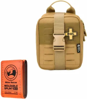 RHINO RESCUE Bundle-IFAK Trauma Kit with C-A-T Tourniquet, Tactical First Aid Kit Molle Pouch for Military First Aid Splint 36" X 4.3" Orange-Gray