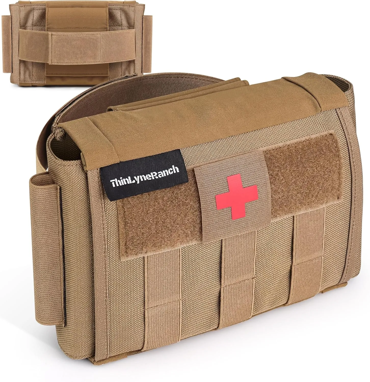 Rip Away IFAK Pouch - Tactical Vehicle Headrest Trauma Kit for First Responders - Molle Pouch with Tourniquet Holder - Essential First Aid for Outdoors - Durable Rip Away Design (Tan)
