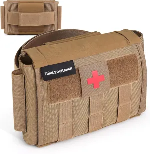Rip Away IFAK Pouch - Tactical Vehicle Headrest Trauma Kit for First Responders - Molle Pouch with Tourniquet Holder - Essential First Aid for Outdoors - Durable Rip Away Design (Tan)