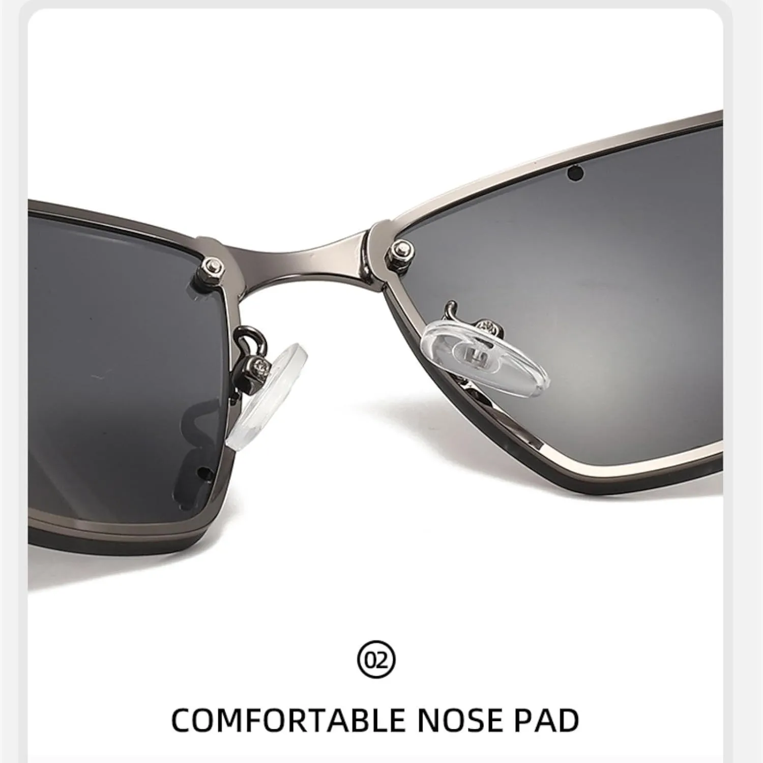 Rivet-studded Fashion Glasses for Women, Metal Frame with Pc Lenses, Perfect for Driving & Beach Parties