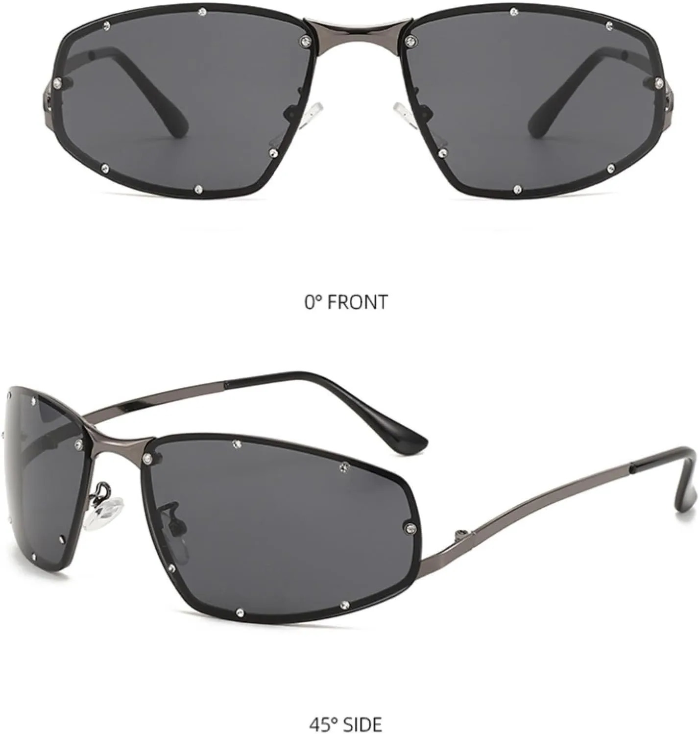Rivet-studded Fashion Glasses for Women, Metal Frame with Pc Lenses, Perfect for Driving & Beach Parties