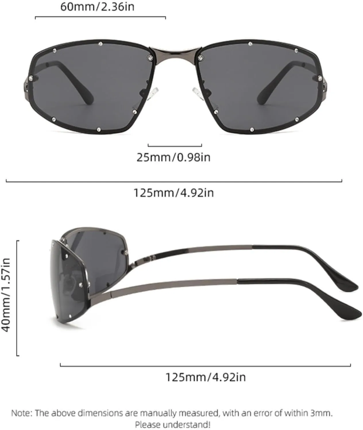 Rivet-studded Fashion Glasses for Women, Metal Frame with Pc Lenses, Perfect for Driving & Beach Parties
