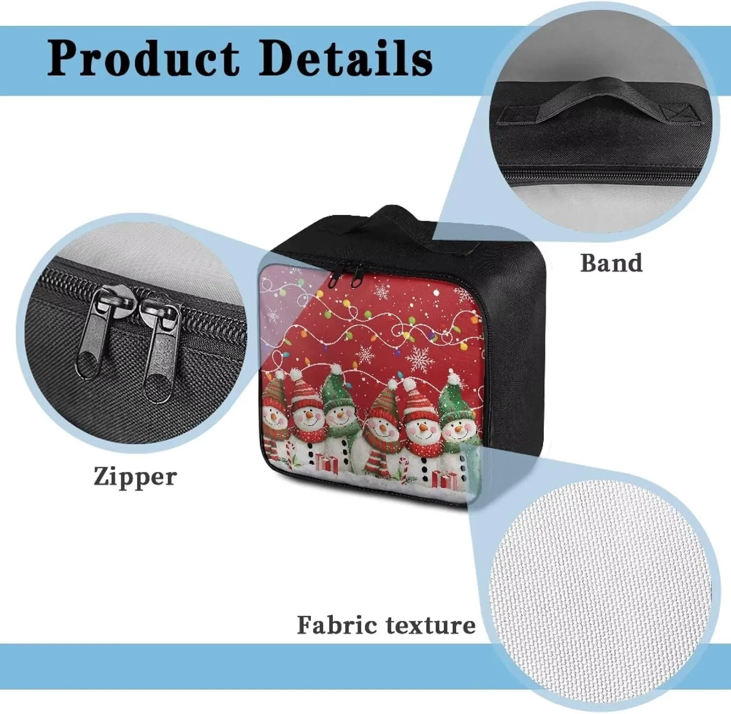Rnyleeg Christmas First Aid Bag for Home First Aid Kit for Car Cute Snowman Colorful Light Print Medical Kit Portable Medical Trauma Bag