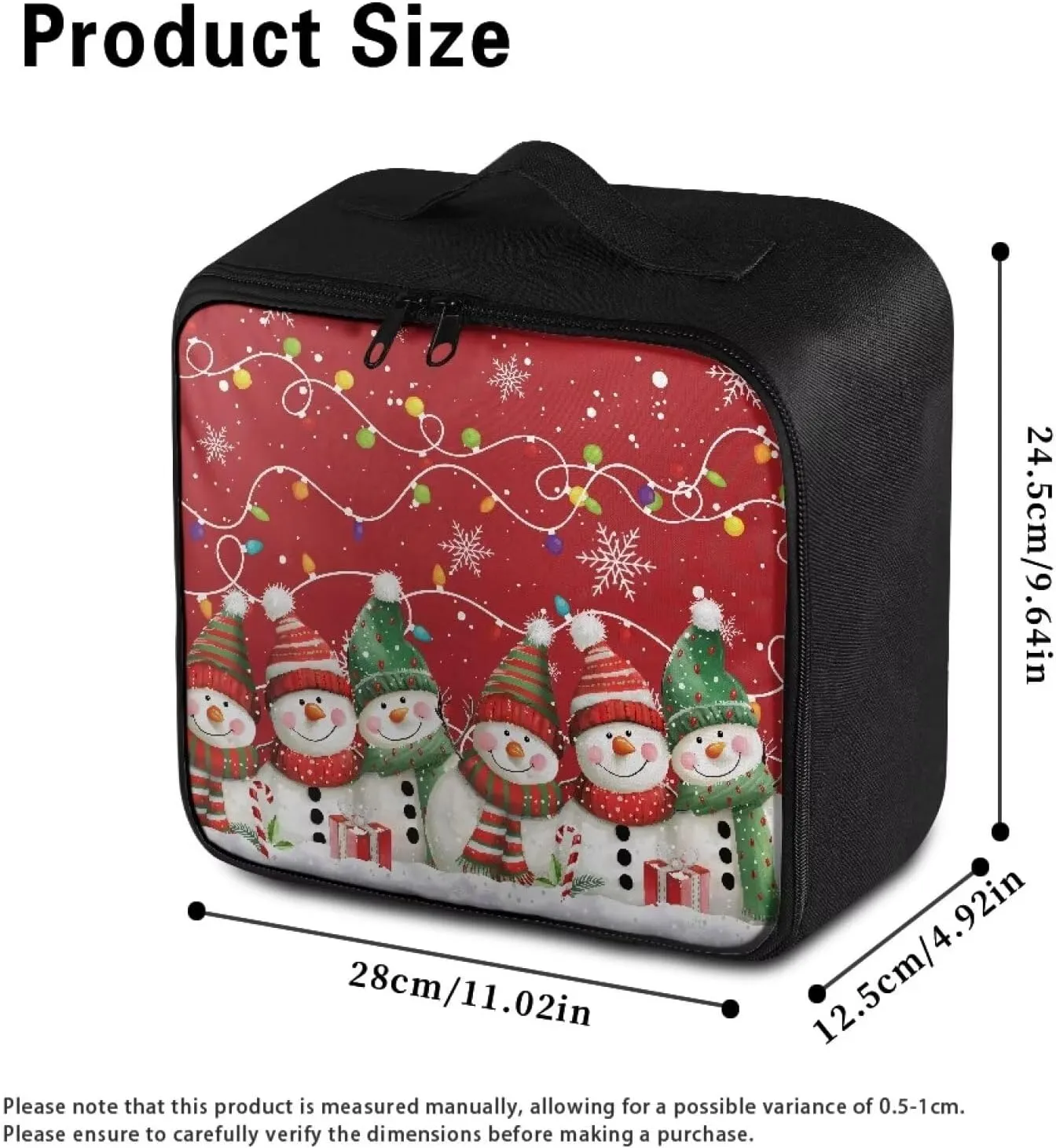 Rnyleeg Christmas First Aid Bag for Home First Aid Kit for Car Cute Snowman Colorful Light Print Medical Kit Portable Medical Trauma Bag