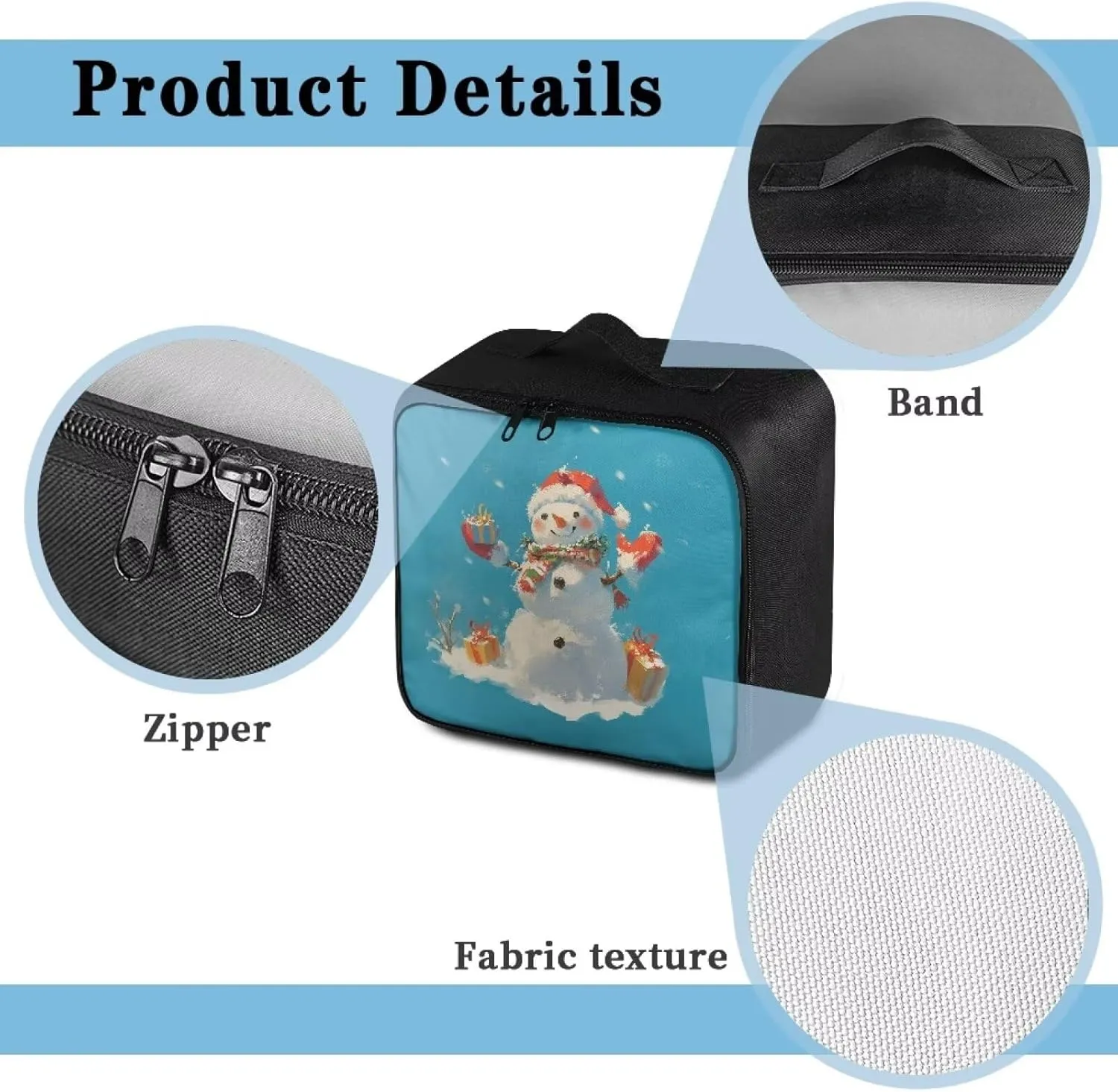 Rnyleeg Christmas Medical Kits Blue First Aid Bag Empty First Responder Bag Kit Snowman Emergency Medical Trauma Bag First Aid Kit for Car