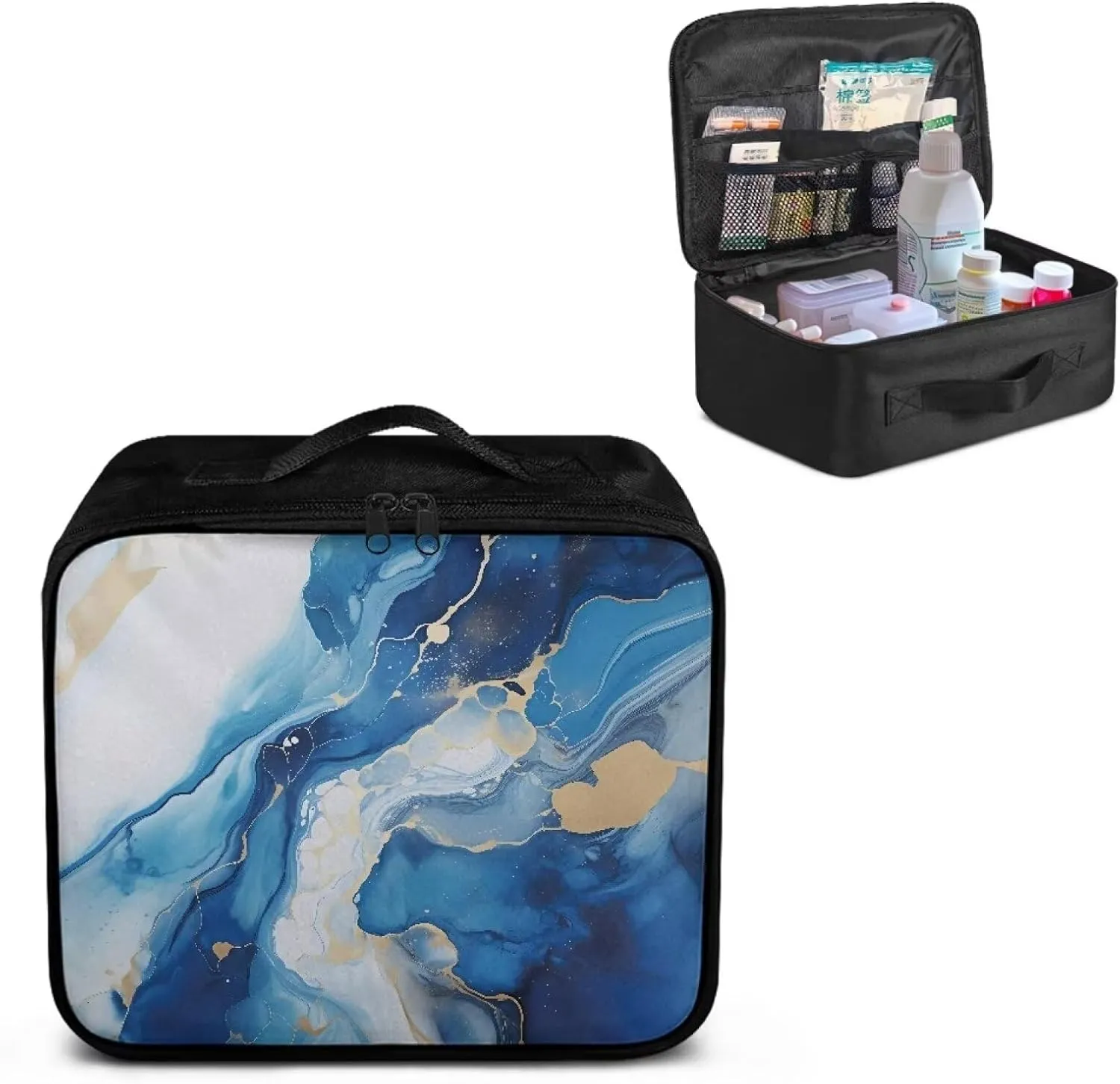 Rnyleeg Empty First Aid Bag Blue Marble First Aid Kits for Businesses Emergency Medical Trauma Bag Portable Travel Medical Supplies Bag