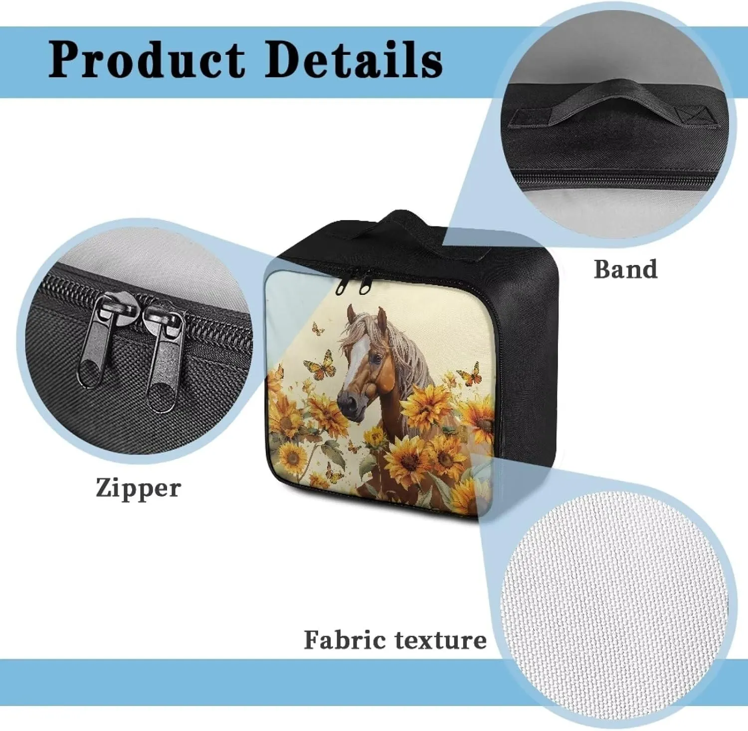 Rnyleeg Horse First Aid Bag Empty for Home Sunflower Car First Aid Kit Adventure Medical Kits for Outdoor Camping Hiking Travel Rescue Bag