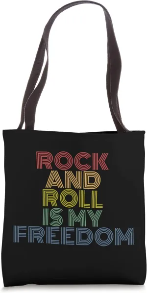 Rock And Roll Is My Freedom retro 70s vintage Tote Bag