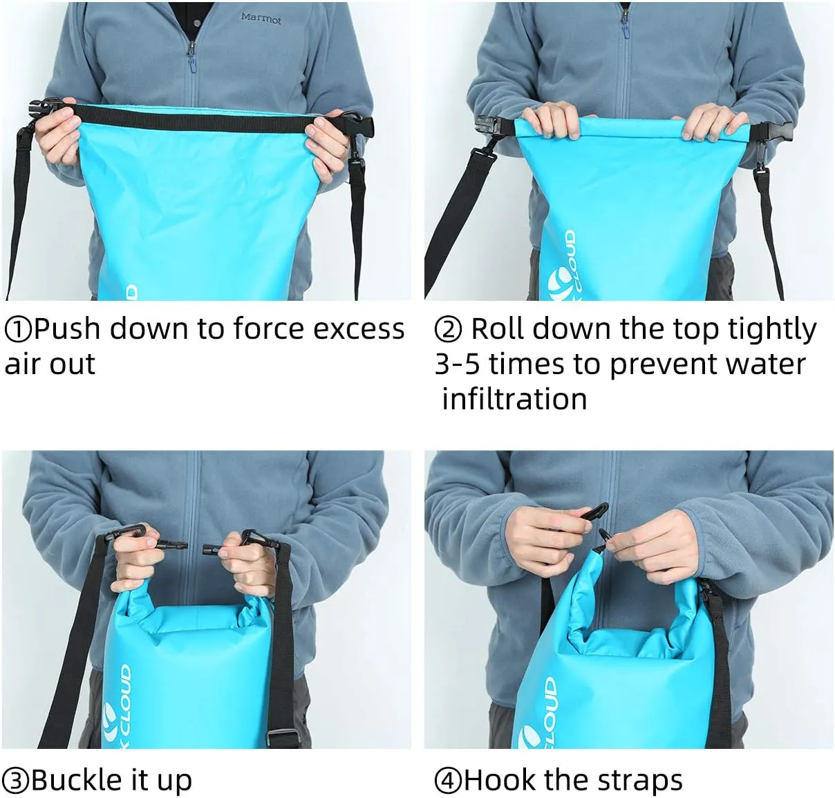 ROCK CLOUD Dry Bag Waterproof 40L Dry Sack for Kayaking Rafting Boating Beach Surfing Swimming Canoe Camping Hiking Fishing Ski, Black