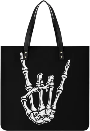 Rock N Roll Skull Hand Novelty Tote Bags for Women Funny Handbags Top Handle Purses Crossbody Shoulder Bag Fashion