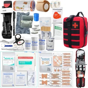 RooRuns (363 Pieces Set) First Aid Kit Survival Kit Outdoor Gear Emergency Kits Trauma Bag for Camping Boat Hunting Hiking Home Car Earthquake and Adventures