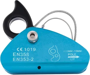 Rope Grab, 20KN Climbing Ascender, CE Certified Fall Protection Belay Device for Rock Climbing Mountaineering Tree Arborist Expedition, Auto Trail Locking Rope Grabs Used with 11~13 mm Rope