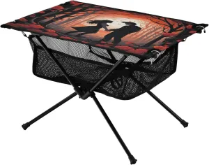 Roses in The Forest and Couples Pattern Portable Camping Table,Outdoor Folding Table,Beach Table,Suitable for Camping,Hiking,Picnic