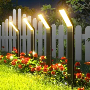 ROSHWEY Solar Pathway Lights Outdoor - 4 Pack Solar Garden Lights Waterproof Bright Landscape Lighting for Outside Yard Path Driveway Walkway Sidewalk Patio Lawn Decoration, Cool/Warm/Neutral Light