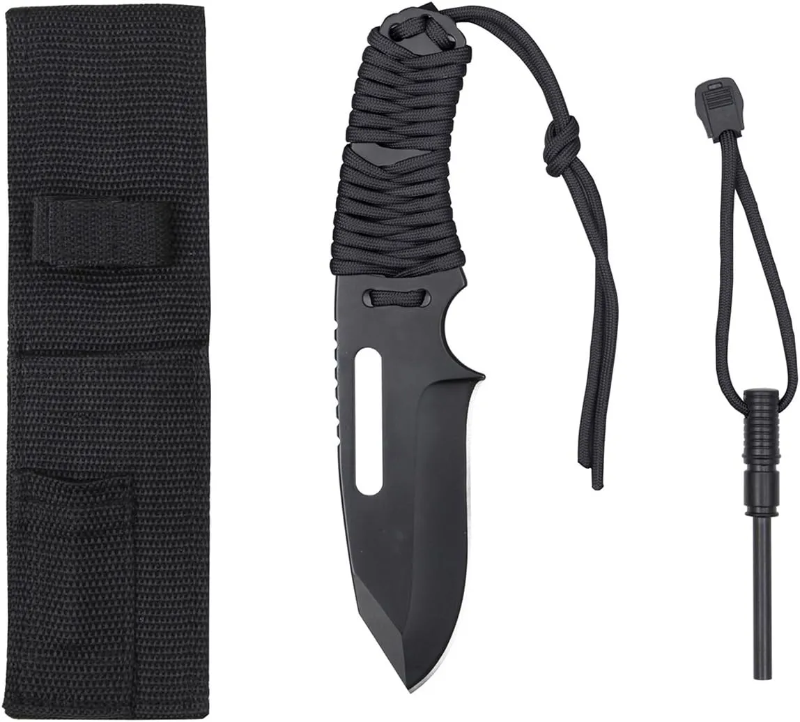 Rothco Large Paracord Knife/Fire Starter, Black
