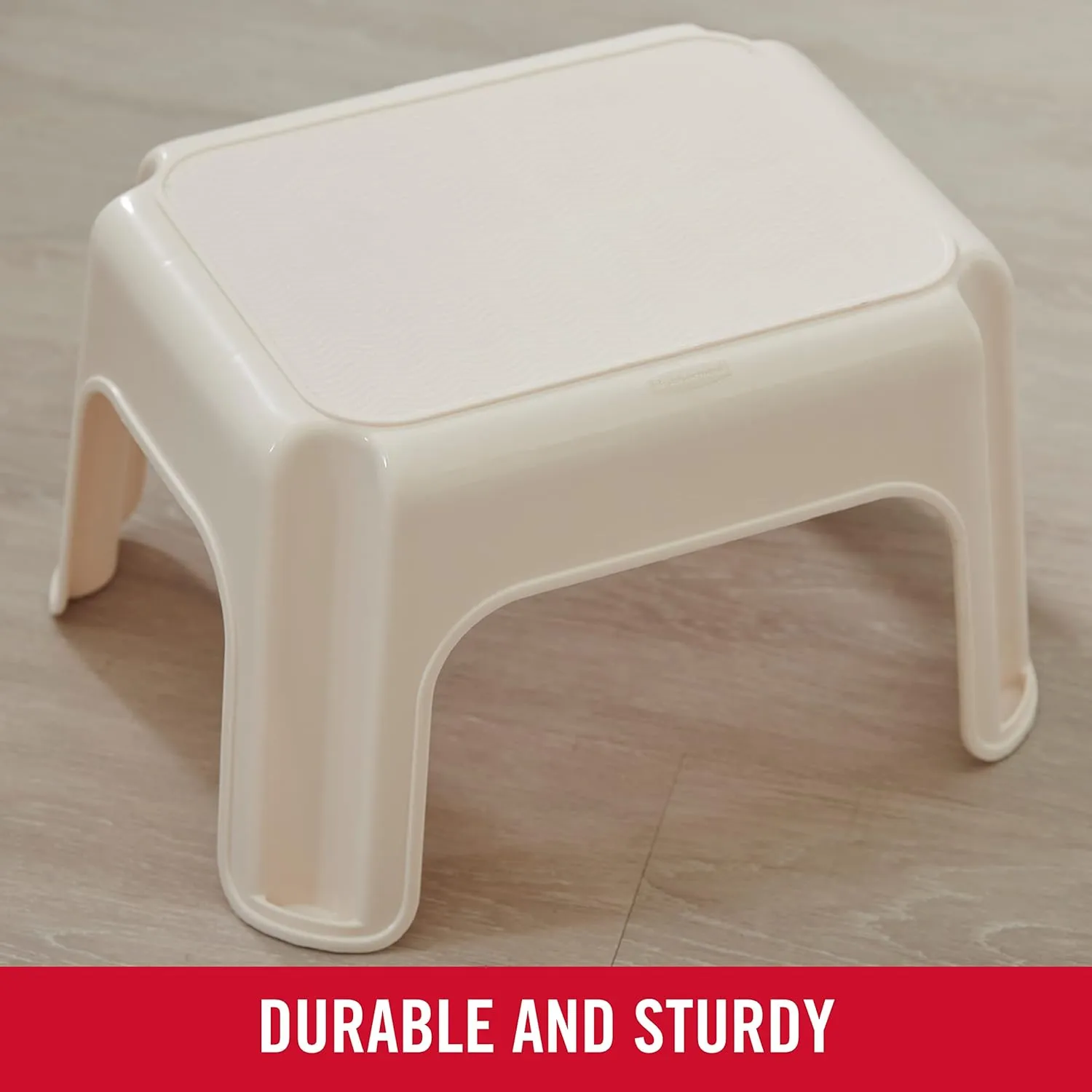 Rubbermaid Roughneck Step-Stool Bisque Lightweight Holds up to 300 pounds Ideal for Kitchen-Bath Skid-Resistant