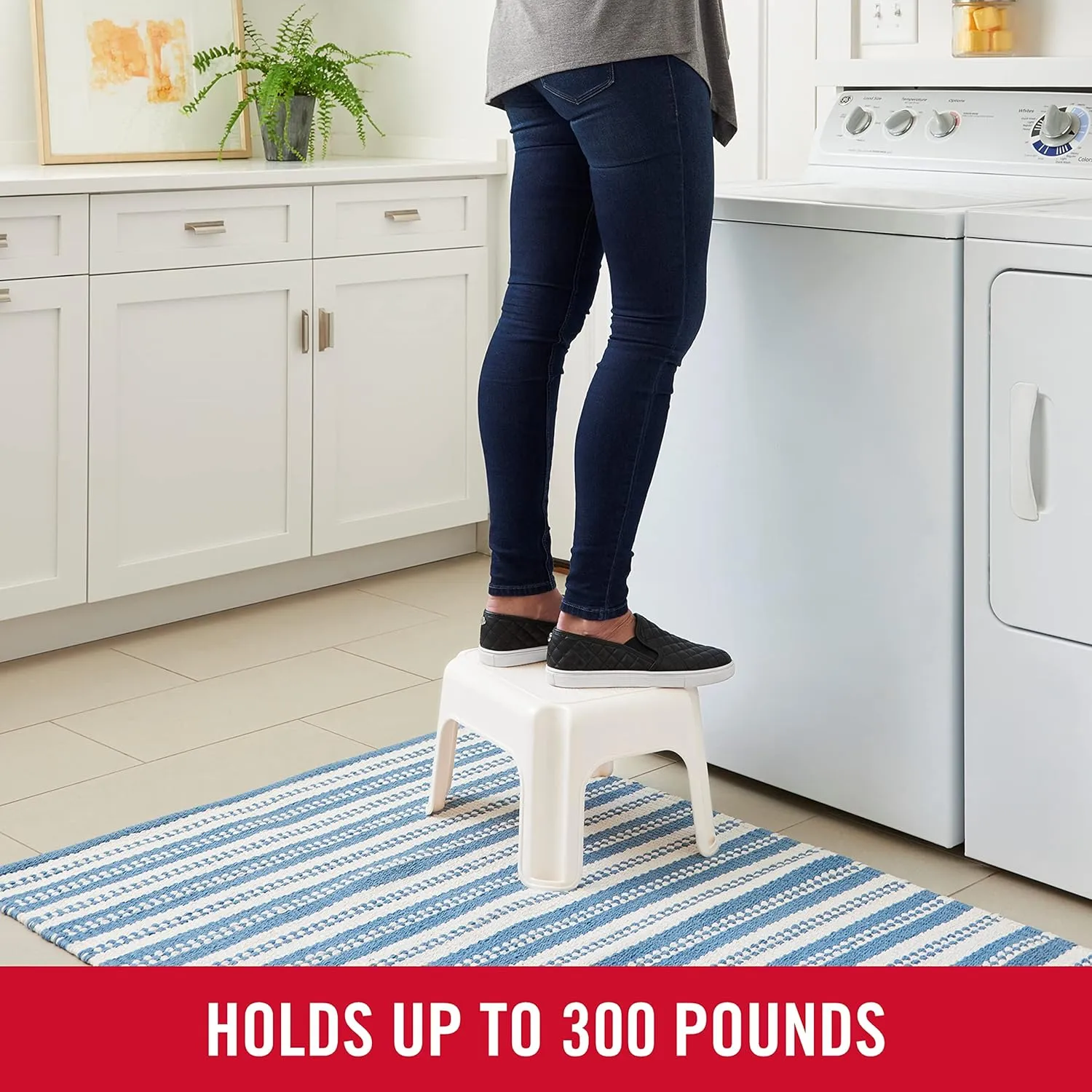 Rubbermaid Roughneck Step-Stool Bisque Lightweight Holds up to 300 pounds Ideal for Kitchen-Bath Skid-Resistant