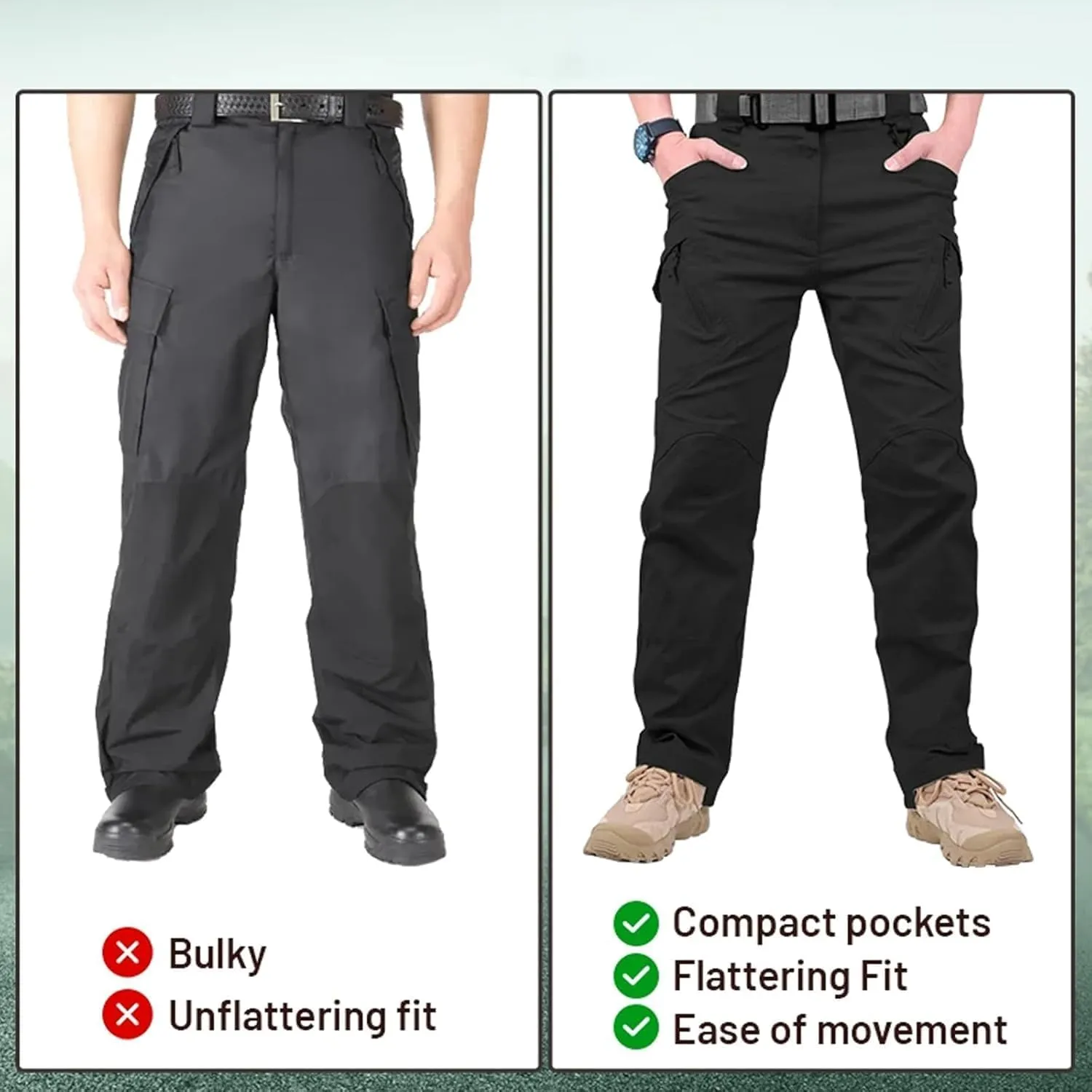 Rugstor Flexcamo - Tactical Waterproof Pants, Men’s Rugstor Flex Lightweight Waterproof Quick Dry Tactical Pants