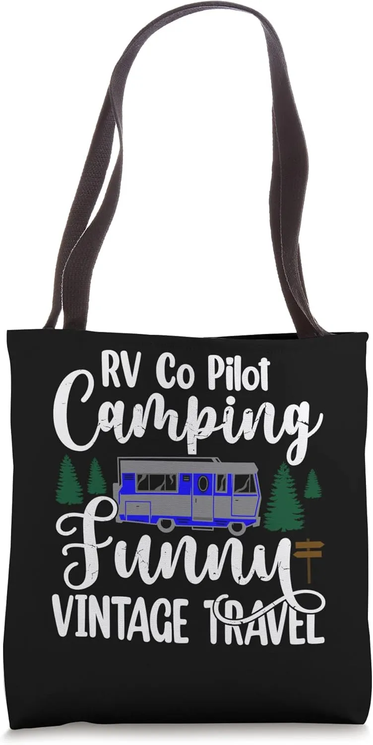 RV Co-Pilot Camping Funny Vintage Travel Vacation Tote Bag