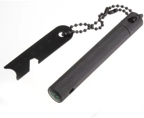 Sale! Sale! Sale! 3 in 1 Heavy Duty Aluminimum Professional Grade Firestarter: Combination Fire Steel Fire Starter, Map Ruler, Compass and Can Opener