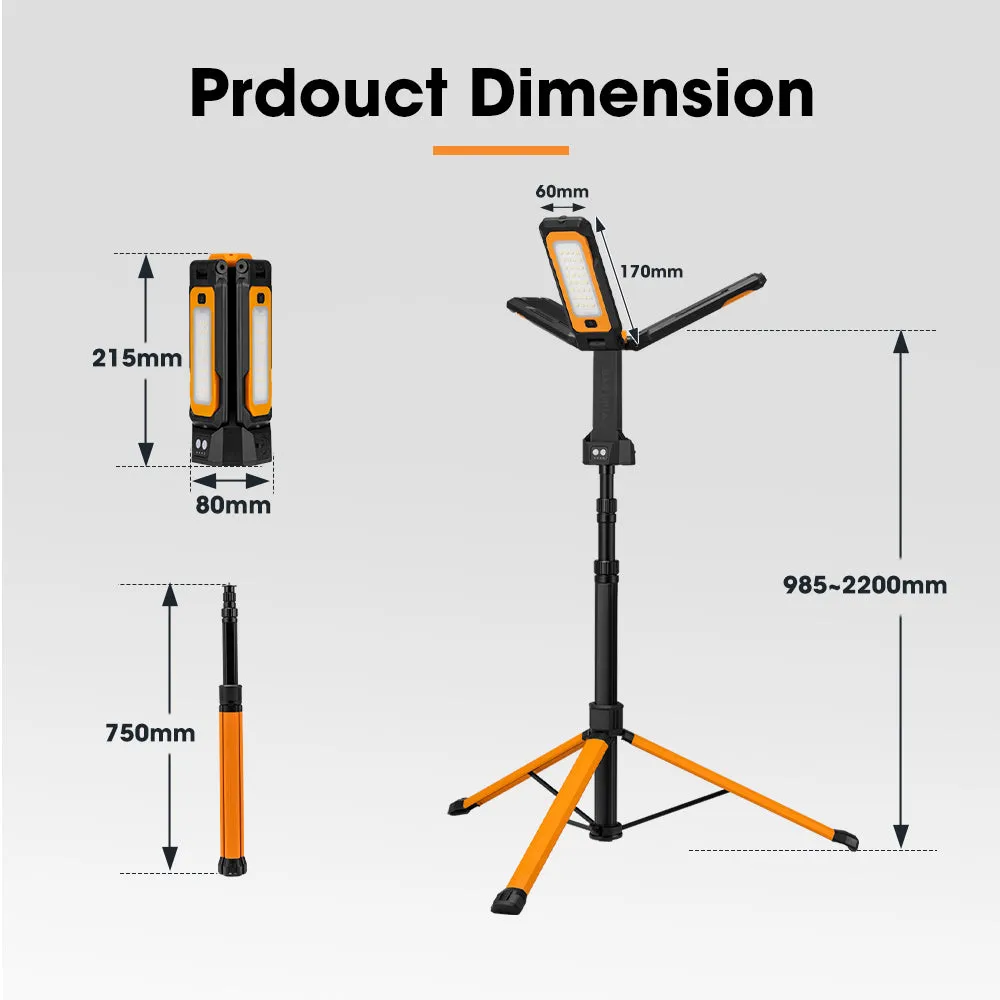 San Hima LED Tripod Light Portable Lithium Telescopic Lamp Camping Rechargeable