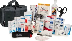 Scherber Vehicle IFAK Emergency Trauma Kit | 90  Medical Supplies & Equipment, NAR Tourniquet & CPR Mask | Fully Stocked Rip Away Molle Pouch for Car, Home & Pro First Aid | Intermediate, Black