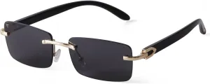 SDINM Fashion Rectangle Rimless Sunglasses for Men Women Frameless Tinted Lens Sun Glasses Shades