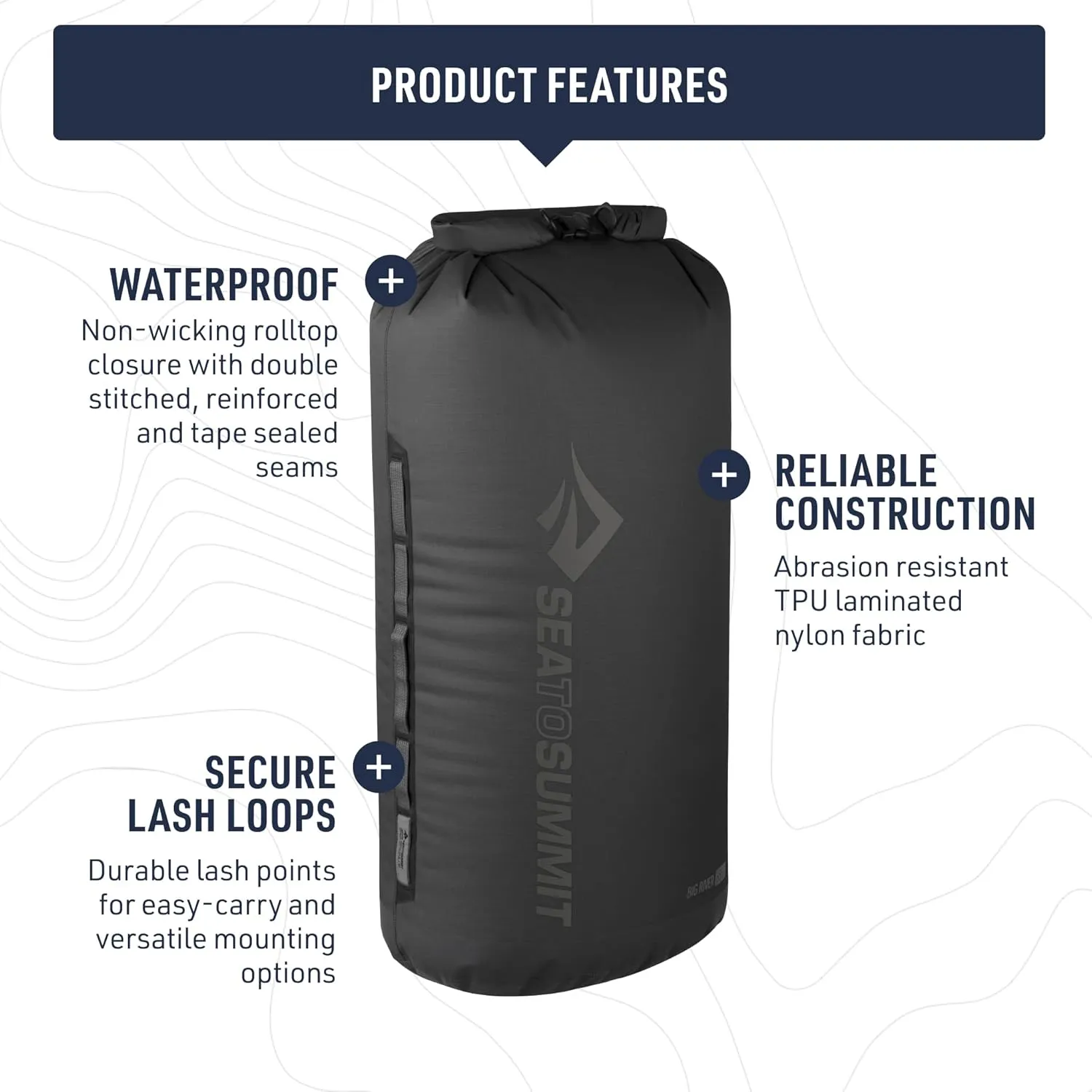 Sea to Summit Big River Dry Bag, Heavy-Duty Dry Storage, 65 Liter, Surf Blue