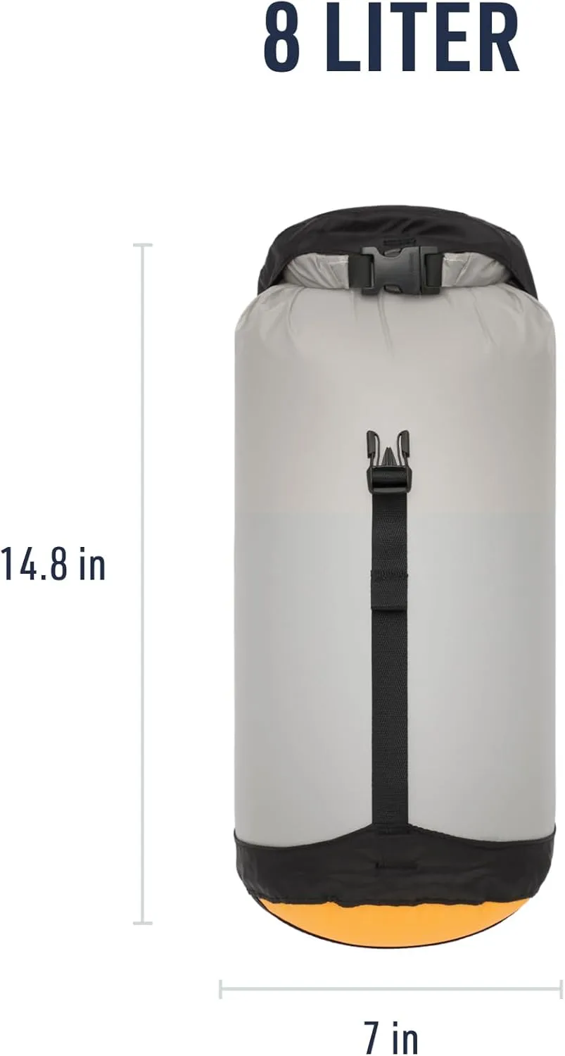 Sea to Summit eVac Ultra-Lightweight Compression Dry Bag, Waterproof Dry Storage, 8 Liter, Highrise Grey