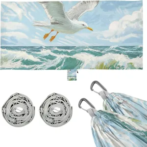 Seagull Focean Waves Hammocks for Camping with Hanging Rope Swing Hammock for Indoor Outdoor Patio