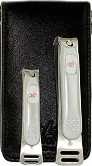Seki Edge Craftsman Luxury 2-Piece Grooming Kit (SS-3101) - 2 Piece Luxury Premium Nail Clipper Set Includes Pair of Stainless Steel Fingernail Clippers & Toenail Clippers in Synthetic Leather Case