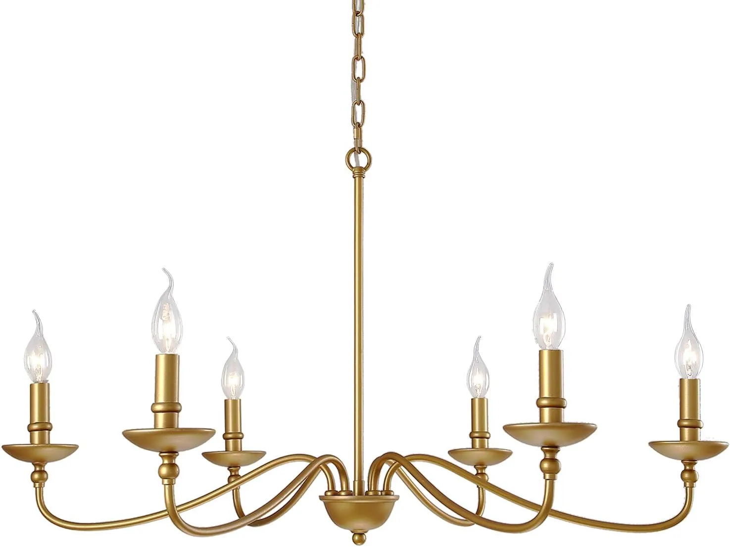 SEOL-Light 36" Dia Classic Candelabra Style Large Farmhouse Chandeliers Dining Room Light Fixture Ceiling Hanging Pendant 6 Light 240W Antique Gold Painted Finish Indoor