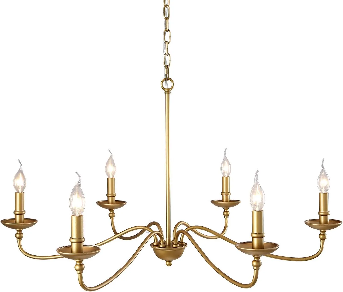 SEOL-Light 36" Dia Classic Candelabra Style Large Farmhouse Chandeliers Dining Room Light Fixture Ceiling Hanging Pendant 6 Light 240W Antique Gold Painted Finish Indoor