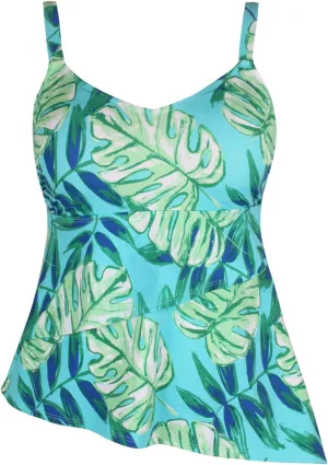 Septangle Ruffle Bathing Suit Tops for Women Asymmetrical Tummy Control Swim Tankini Top V Neck Modest Swim Tops