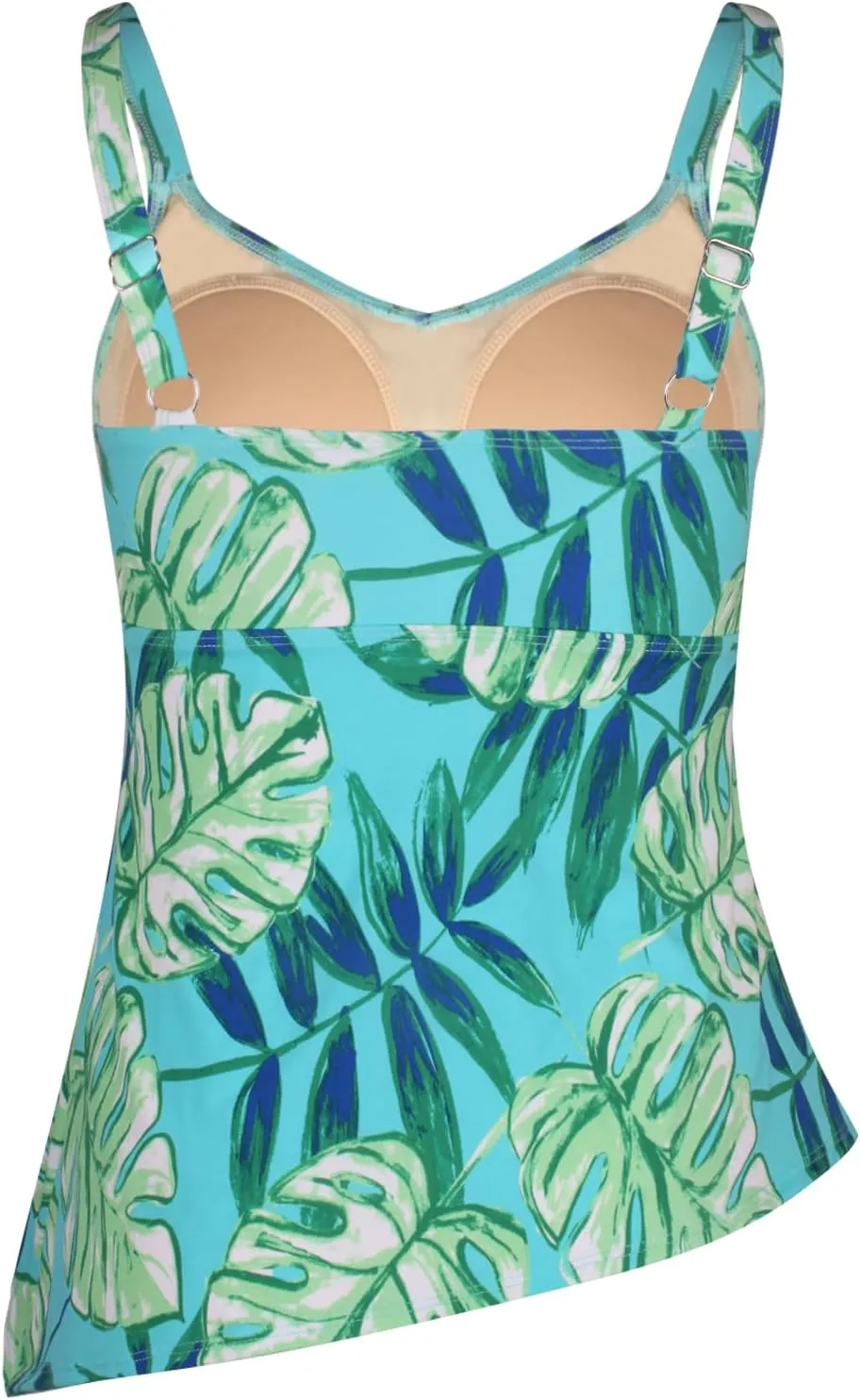 Septangle Ruffle Bathing Suit Tops for Women Asymmetrical Tummy Control Swim Tankini Top V Neck Modest Swim Tops