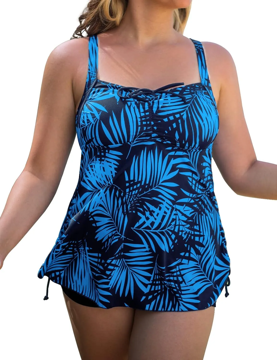 Septangle Women Plus Size Bathing Suits Paisley Print Two Piece Swimsuit Tankini Swimwear