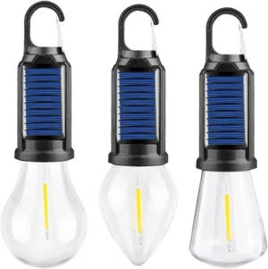 Shineshore Solar Rechargeable Hooked Camping Light, 2025 New Vintage Outdoor Tent Ambient Light, Solar Tent Lamps USB Rechargeable LED Camping Lantern, IPX4 Waterproof Technology (3mix)
