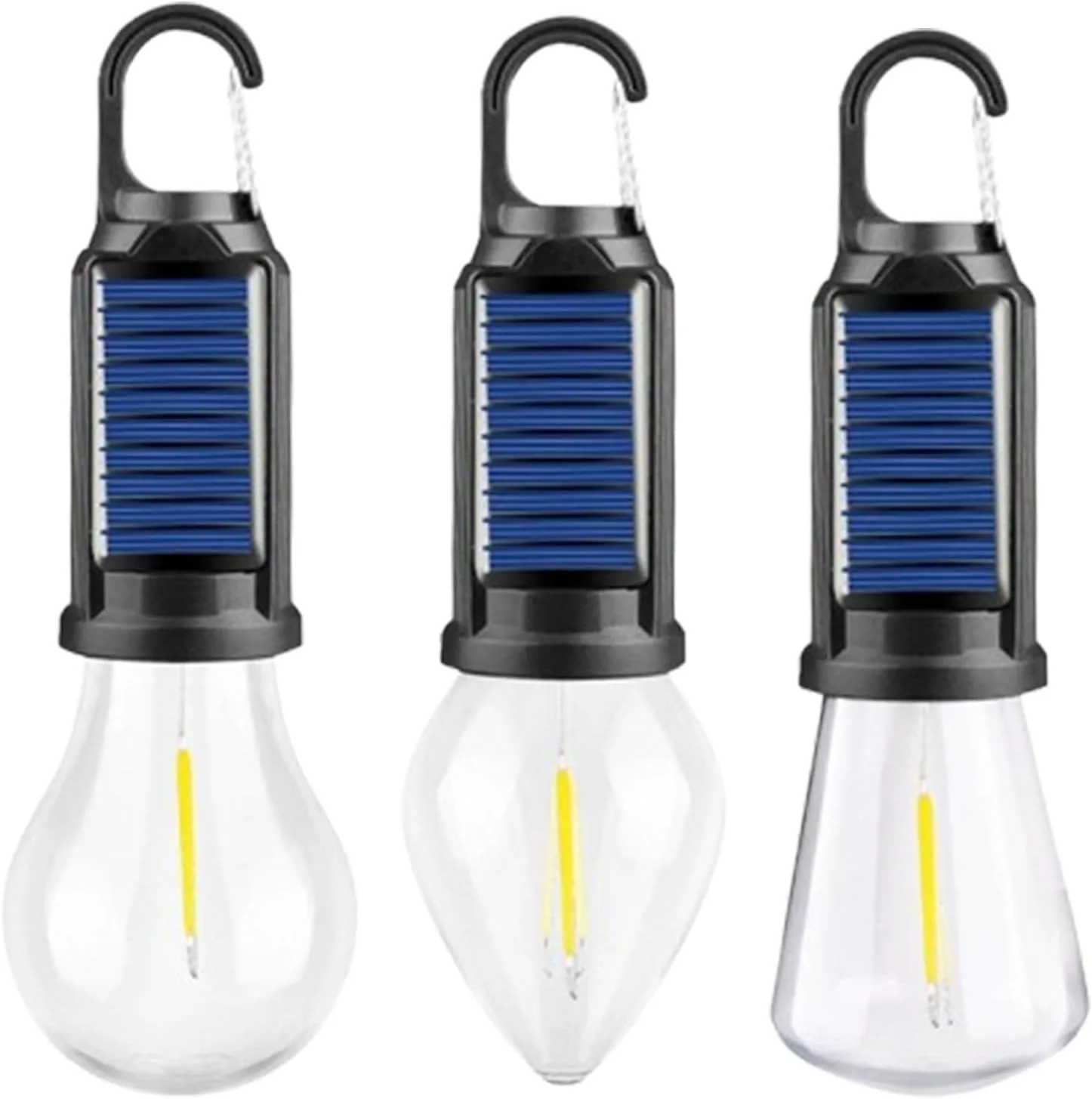 Shineshore Solar Rechargeable Hooked Camping Light, 2025 New Vintage Outdoor Tent Ambient Light, Solar Tent Lamps USB Rechargeable LED Camping Lantern, IPX4 Waterproof Technology (3mix)