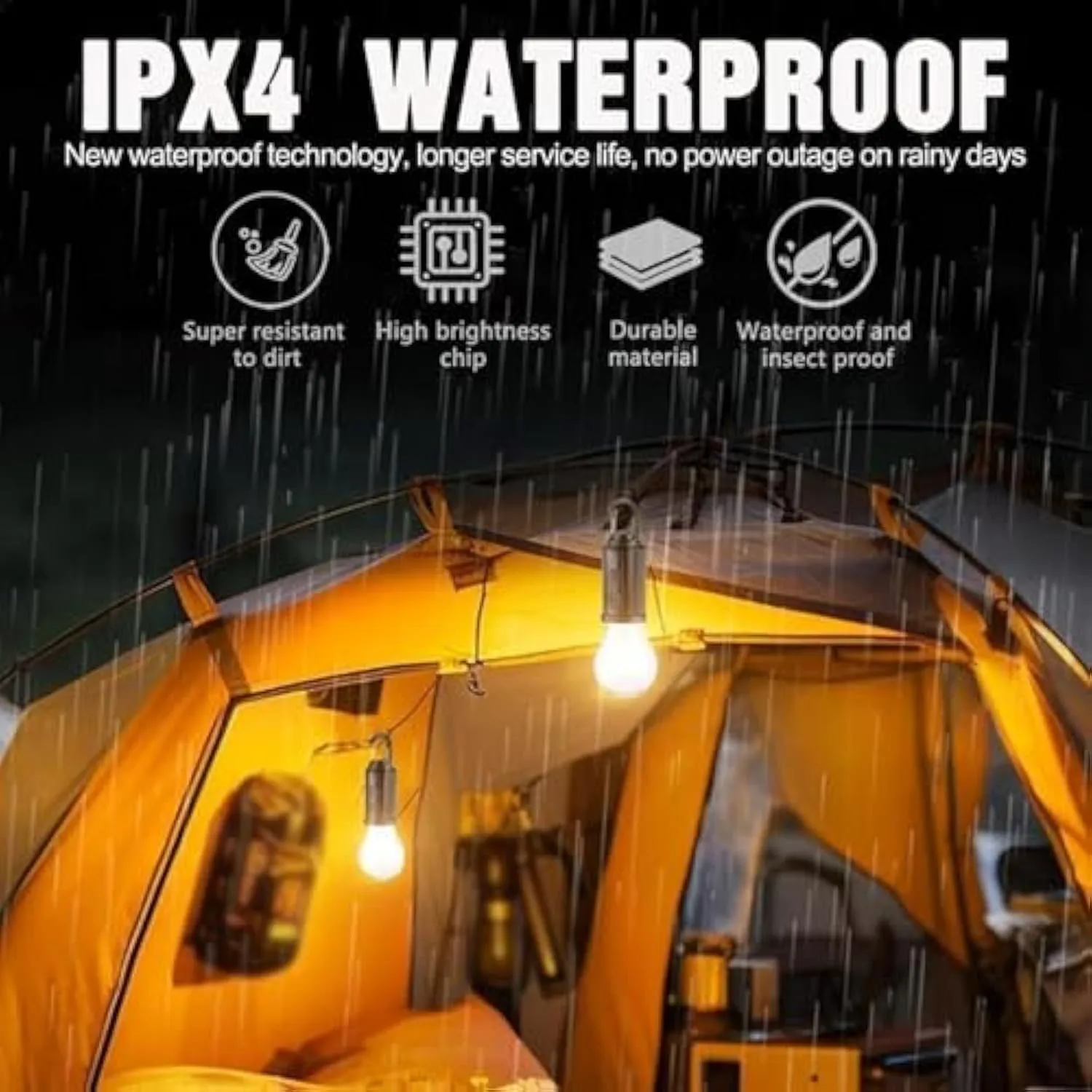 Shineshore Solar Rechargeable Hooked Camping Light,Solar Tent Lights USB Rechargeable Led Camping Lantern，Waterproof,3 Light Modes for Hiking, Fishing,Decorations Hanging (C-5PCS)