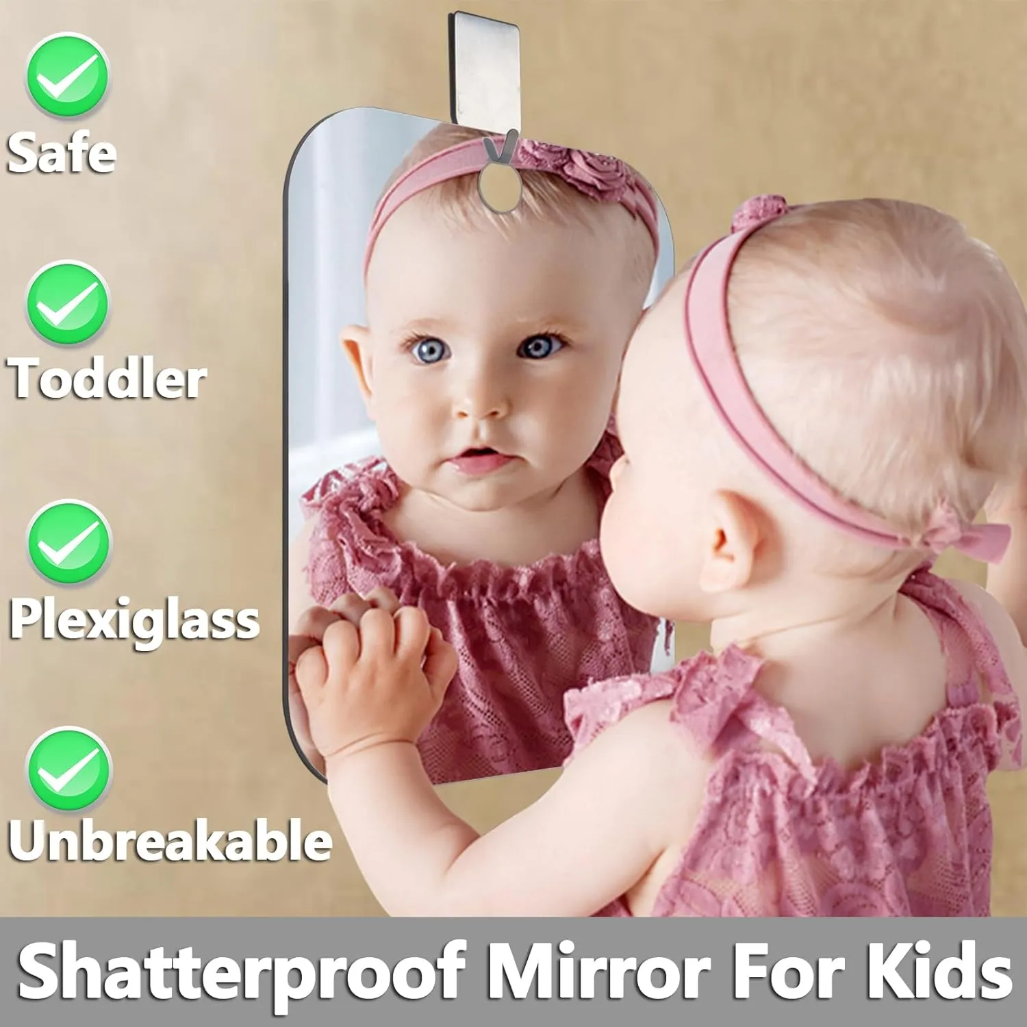Shower Mirror for Shaving, Larger 11 x 8 Inches Mirror for Wall Hanging Kids Safety, Frameless Portable Travel Camping Mirrors, Unbreakable Handheld Locker Shave Mirrors, Makeup Plastic, Bathroom
