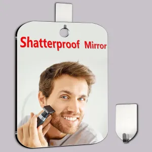 Shower Mirror for Shaving, Larger 11 x 8 Inches Mirror for Wall Hanging Kids Safety, Frameless Portable Travel Camping Mirrors, Unbreakable Handheld Locker Shave Mirrors, Makeup Plastic, Bathroom