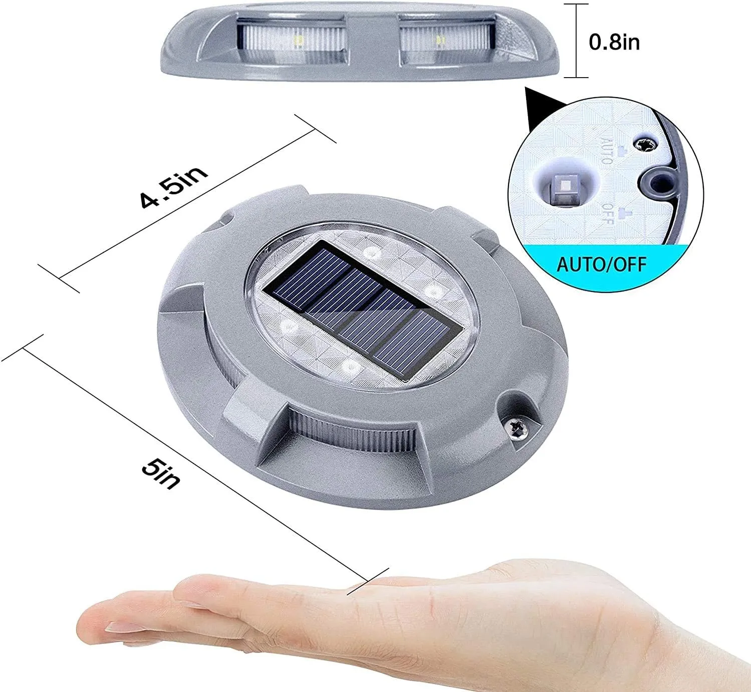 SIEDiNLAR Solar Deck Lights Driveway Dock Light LED Solar Powered Outdoor Waterproof Road Markers for Garden Step Sidewalk Stair Ground Pathway Yard 4 Pack (Blue)
