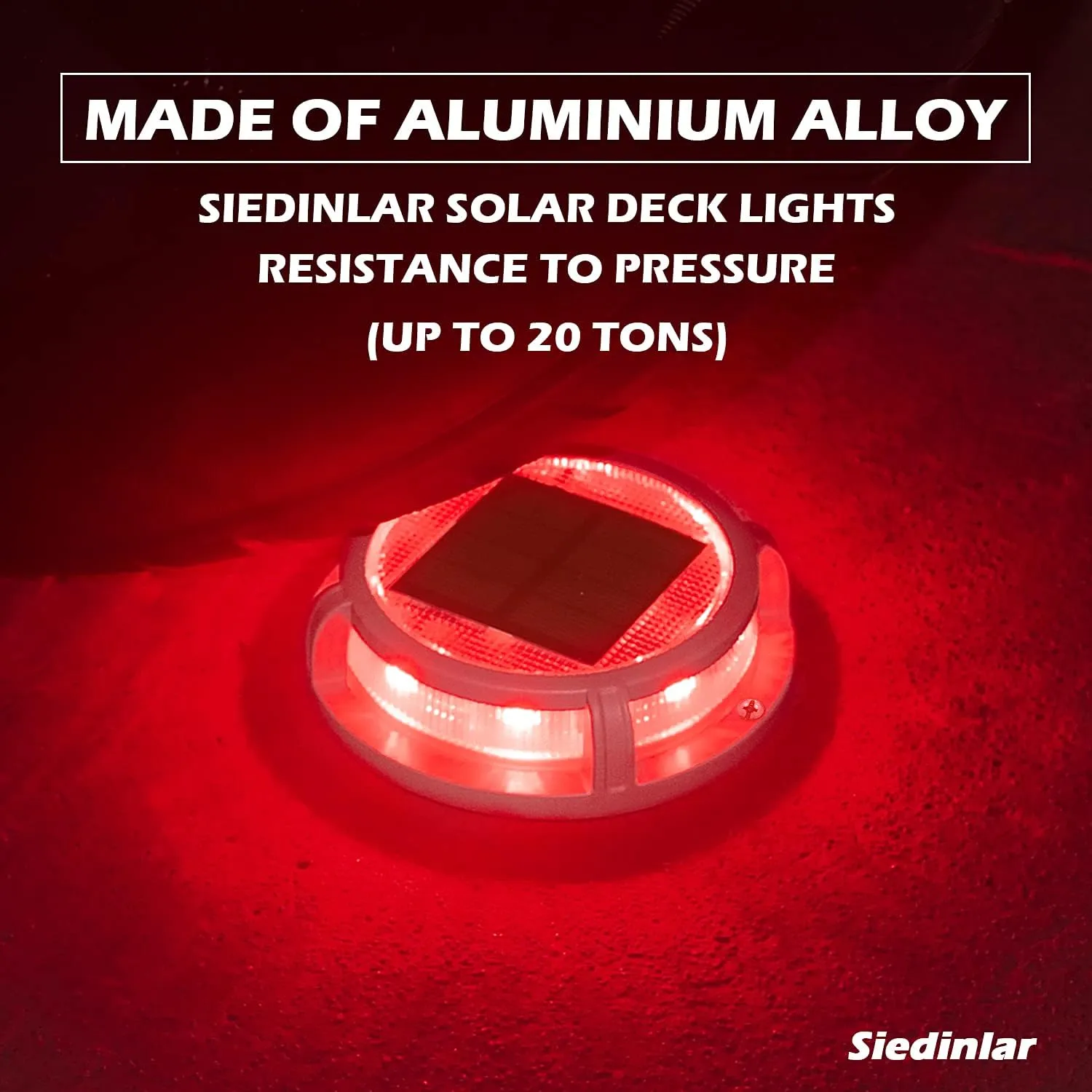 SIEDiNLAR Solar Deck Lights Outdoor 2 Modes 16 LEDs Driveway Markers Dock Light Solar Powered Waterproof for Ground Step Stair Pathway Walkway Garden Yard Road 4 Pack (Blue/Red)