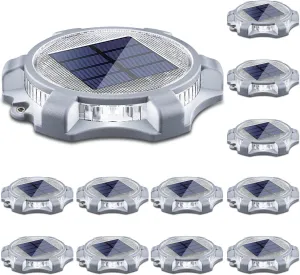 SIEDiNLAR Solar Deck Lights Outdoor 2 Modes LED Dock Driveway Markers Light Waterproof for Step Ground Walkway Stair Pathway Yard Garden Road 12 Pack (Cool White/Warm White)