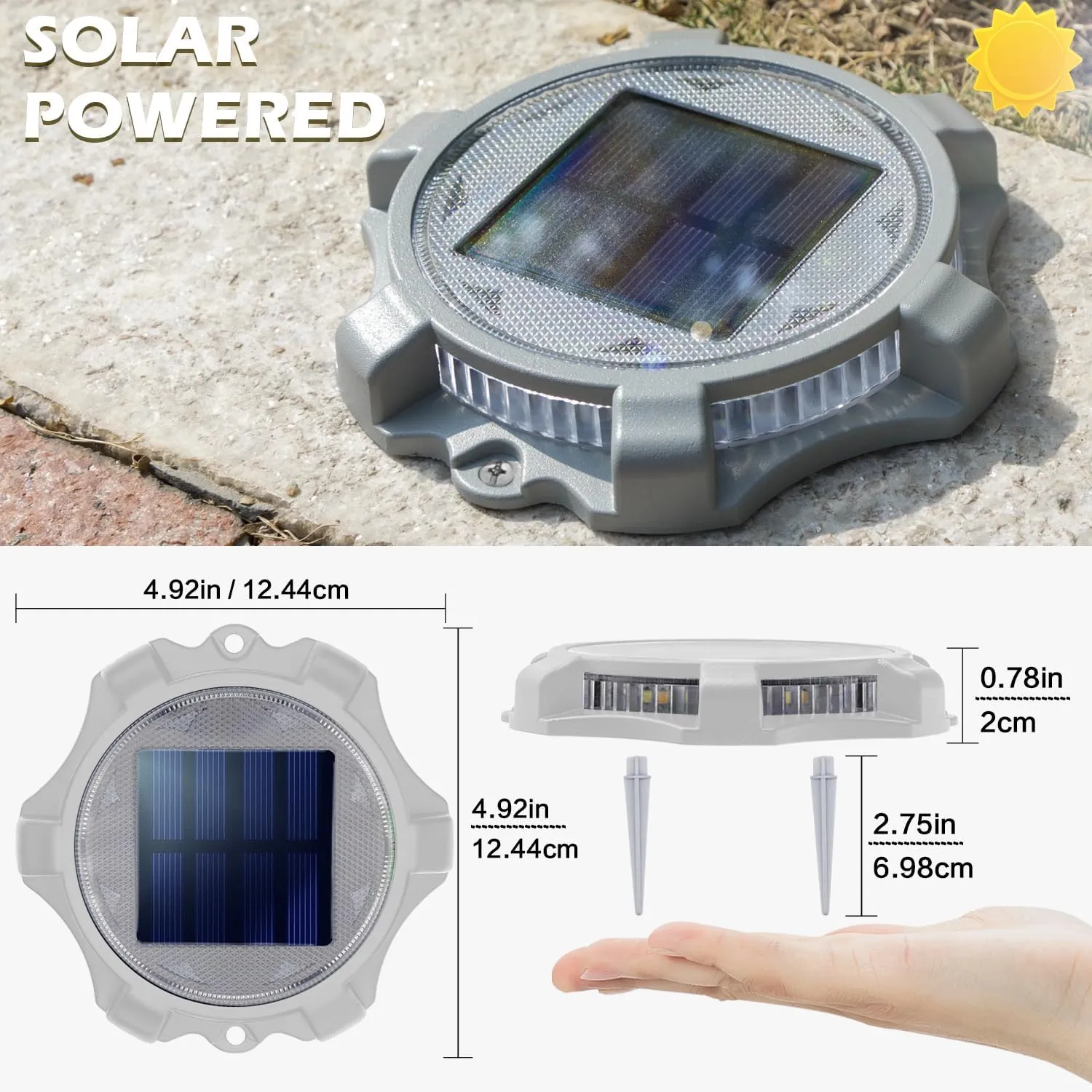 SIEDiNLAR Solar Deck Lights Outdoor 2 Modes LED Dock Driveway Markers Light Waterproof for Step Ground Walkway Stair Pathway Yard Garden Road 12 Pack (Cool White/Warm White)
