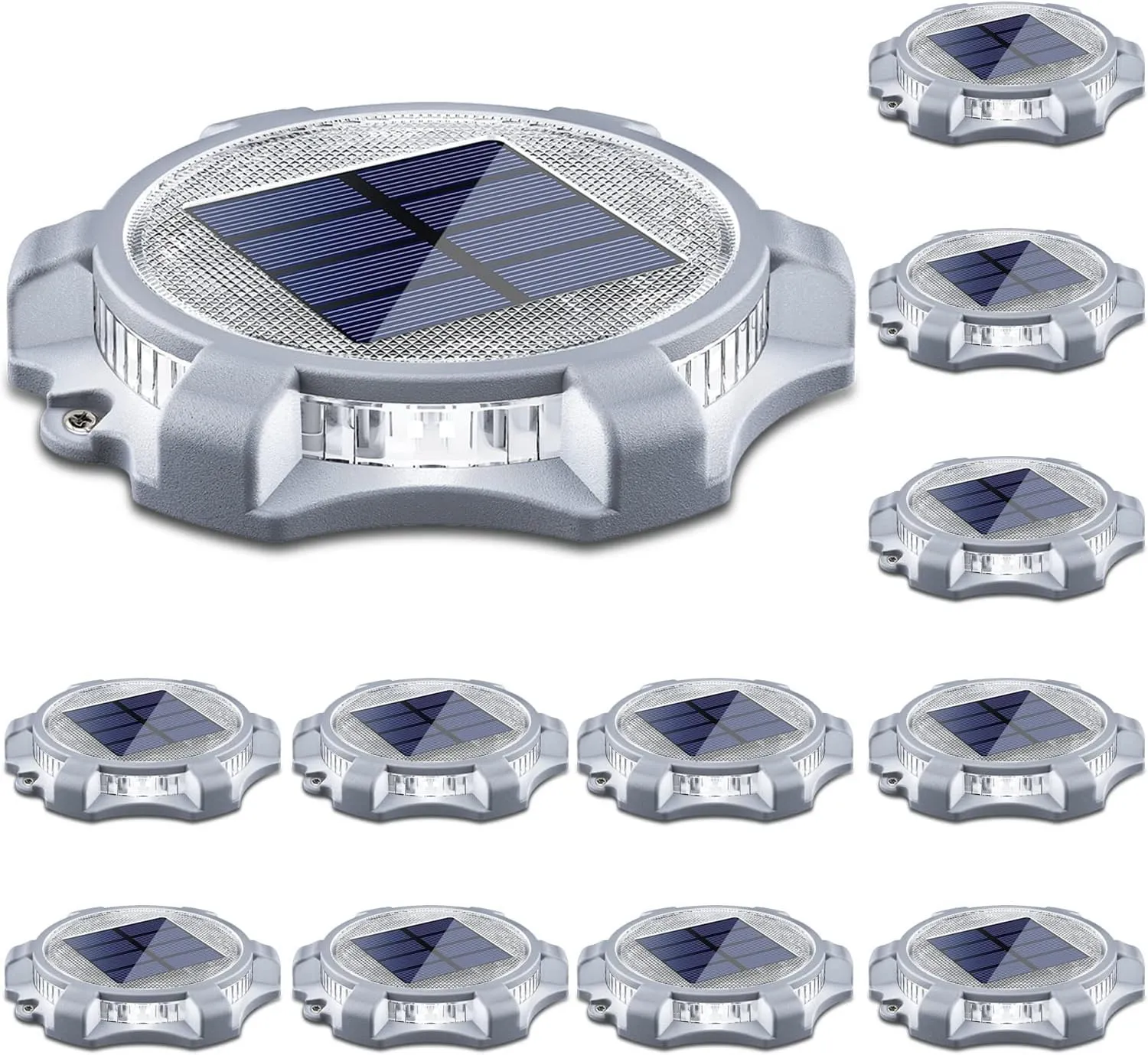 SIEDiNLAR Solar Deck Lights Outdoor 2 Modes LED Dock Driveway Markers Light Waterproof for Step Ground Walkway Stair Pathway Yard Garden Road 12 Pack (Cool White/Warm White)